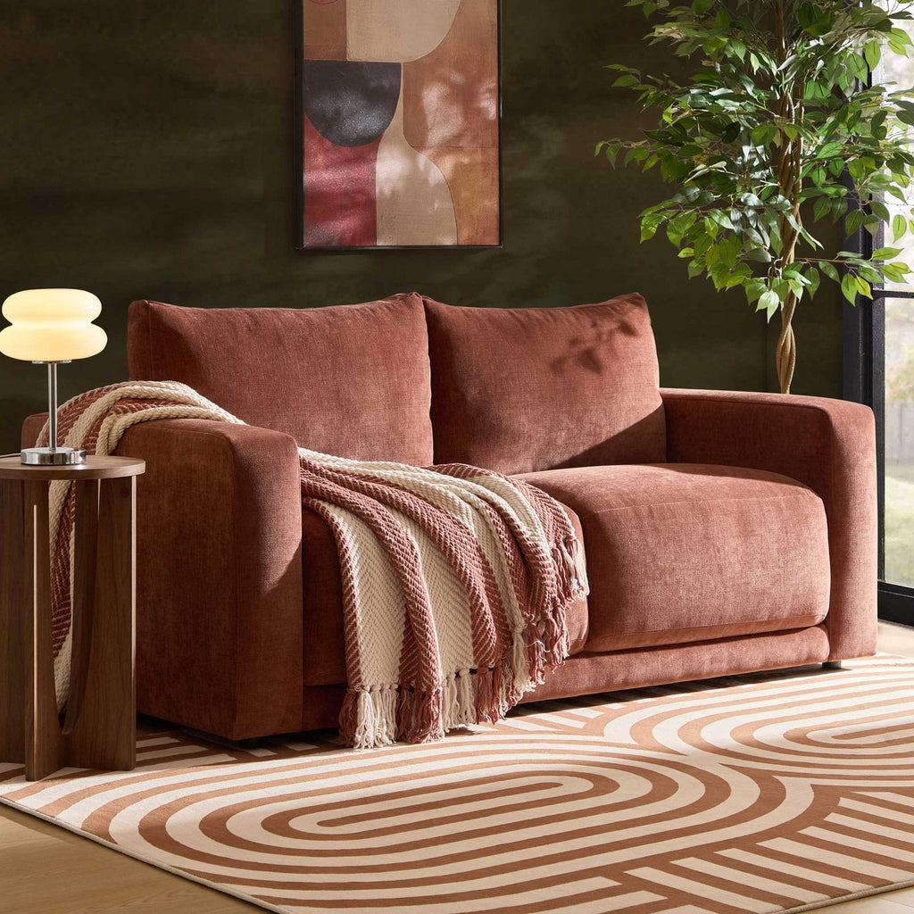 Dusklia - Chicago 2 Seater Sofa - Chenille Dark Rust