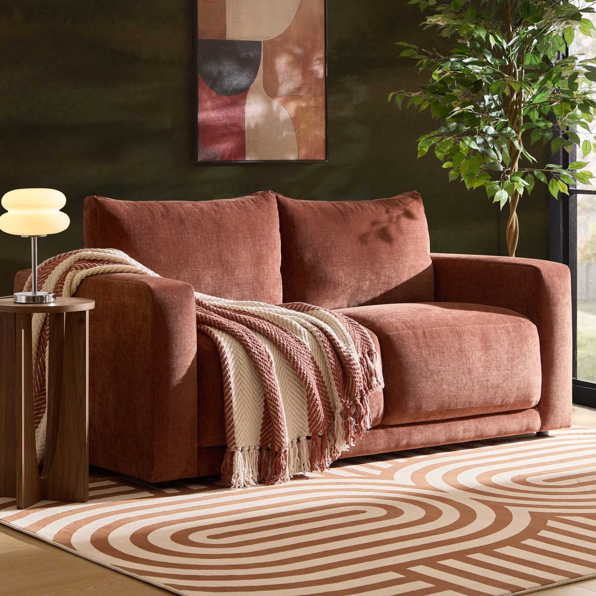 Dusklia - Chicago 2 Seater Sofa - Chenille Dark Rust