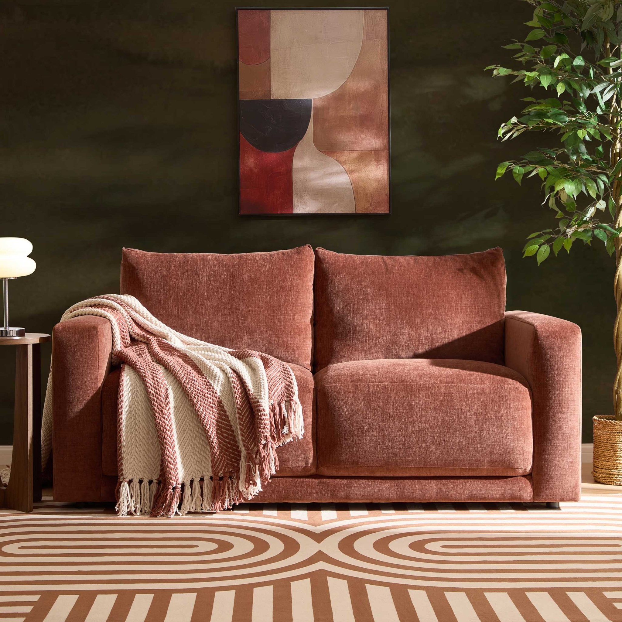 Dusklia - Chicago 2 Seater Sofa - Chenille Dark Rust