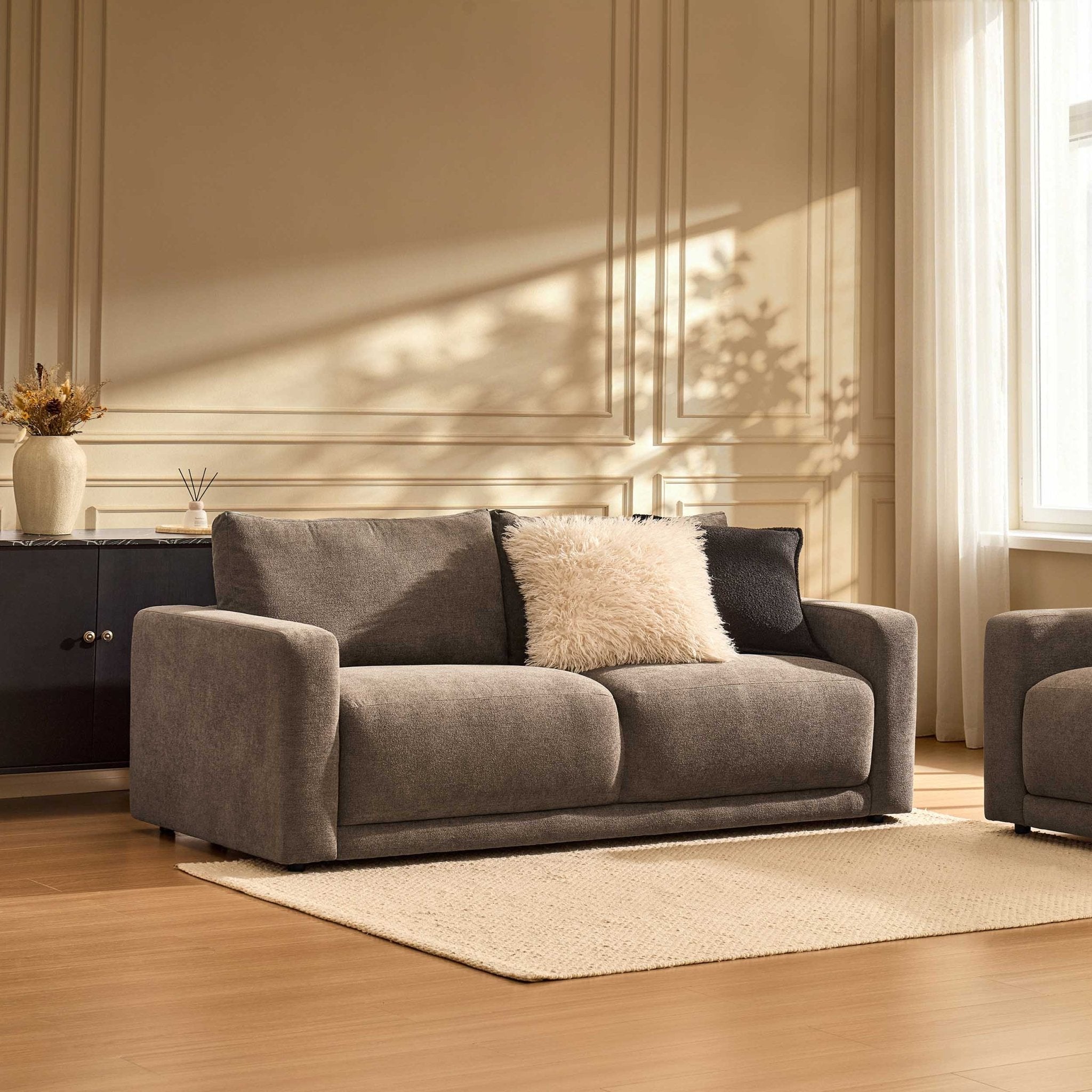 Dusklia - Chicago 3 Seater Sofa - Chenille Mushroom