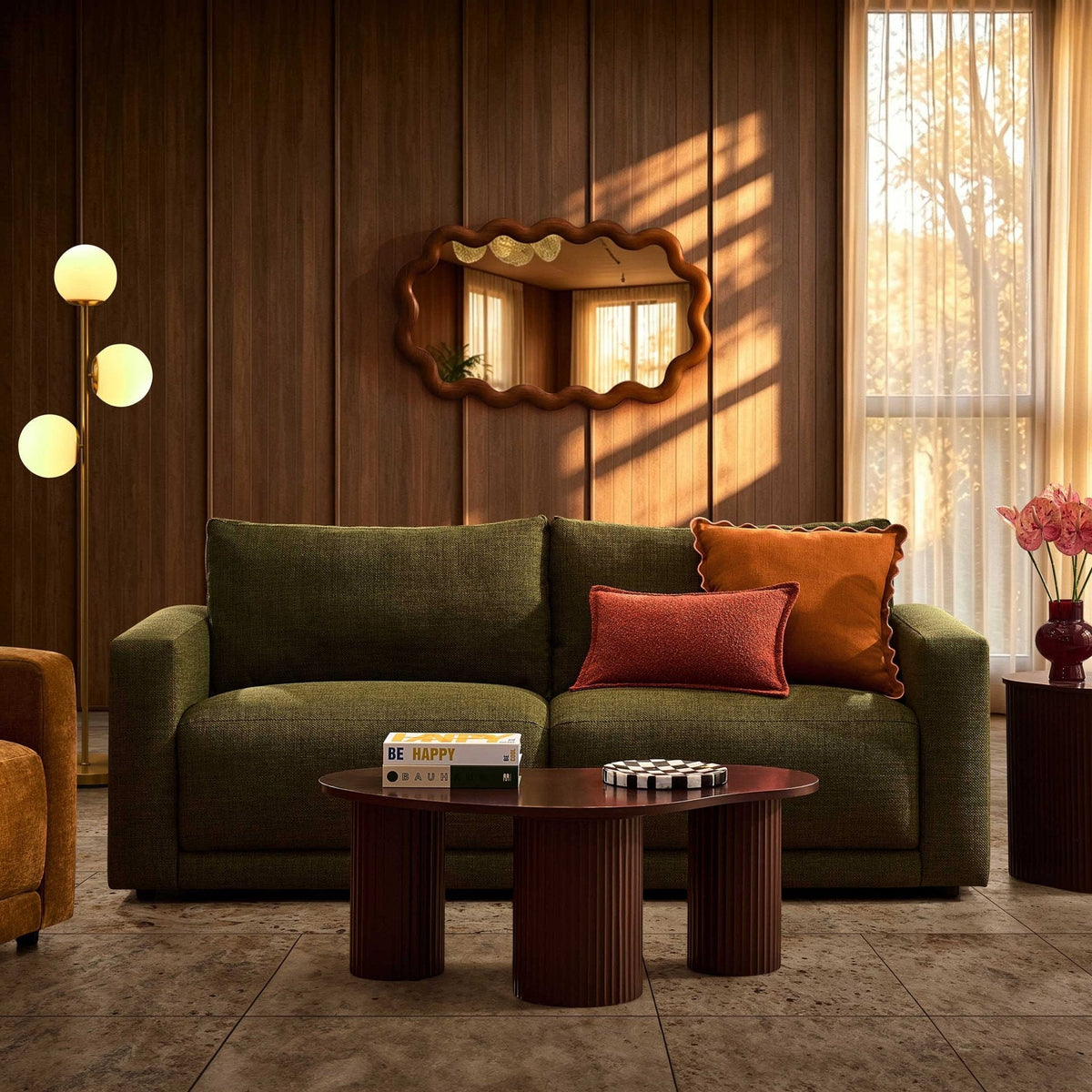 Dusklia - Chicago 3 Seater Sofa  - Woven Pine Green