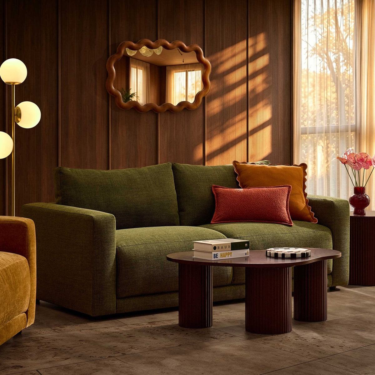 Dusklia - Chicago 3 Seater Sofa  - Woven Pine Green
