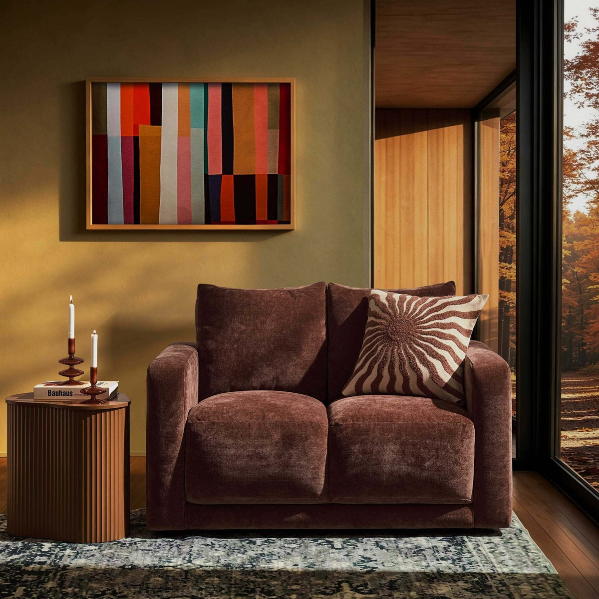 Dusklia - Chicago Small 2 Seater Sofa - Chenille Dark Rust