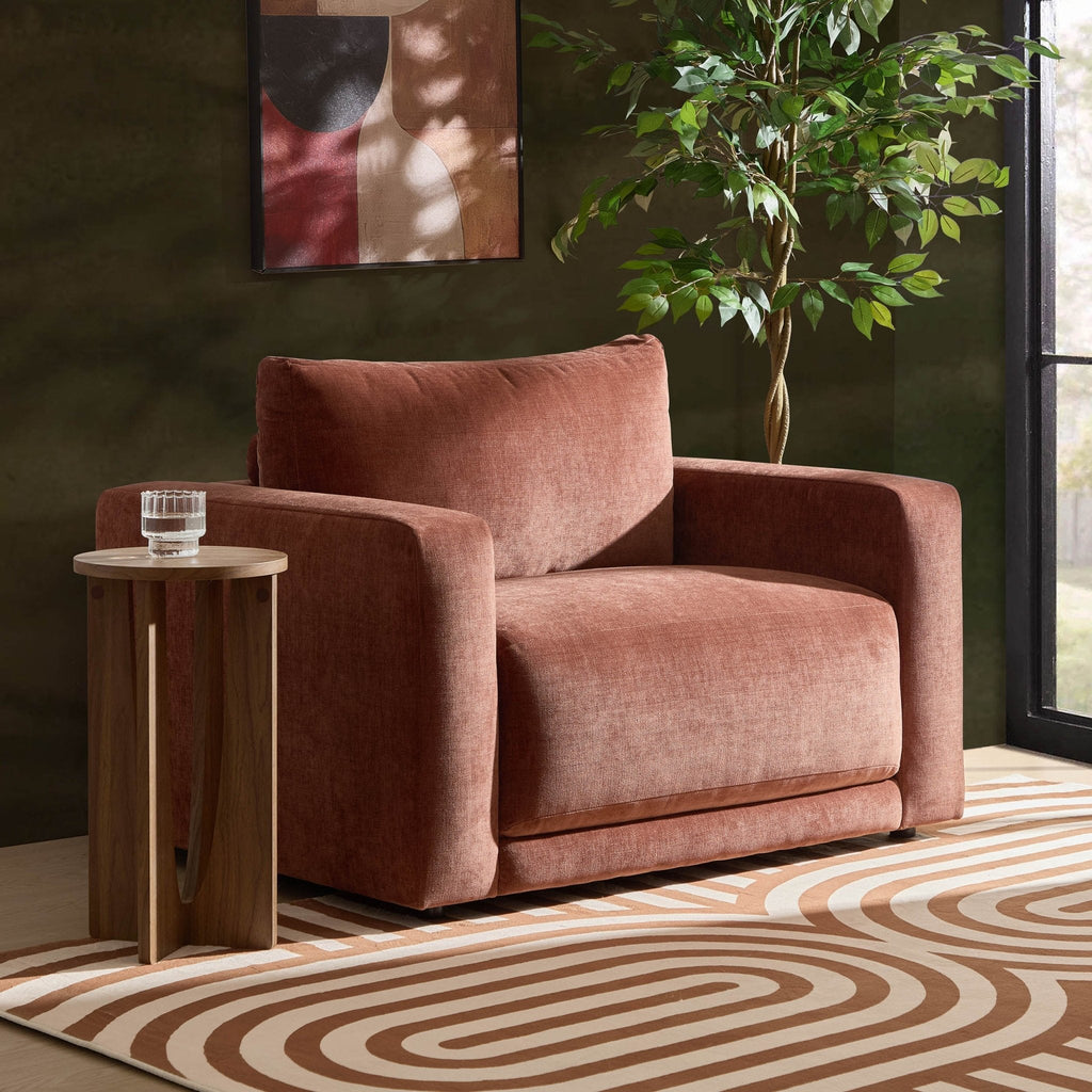 Dusklia - Chicago Loveseat - Chenille Dark Rust