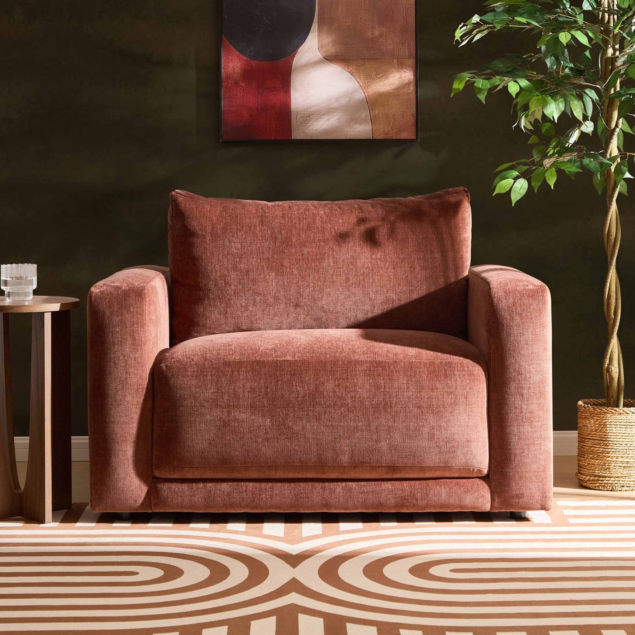 Dusklia - Chicago Loveseat - Chenille Dark Rust