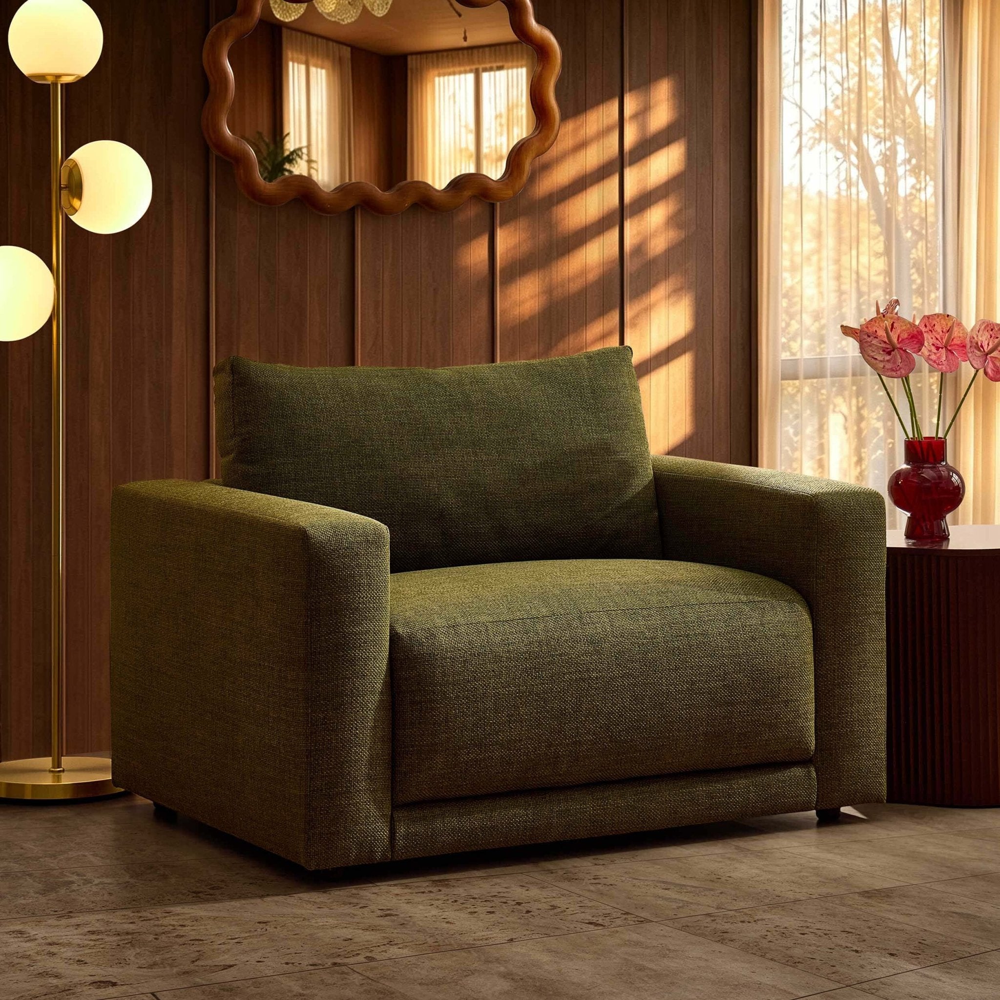 Dusklia - Chicago Loveseat - Woven Pine Green