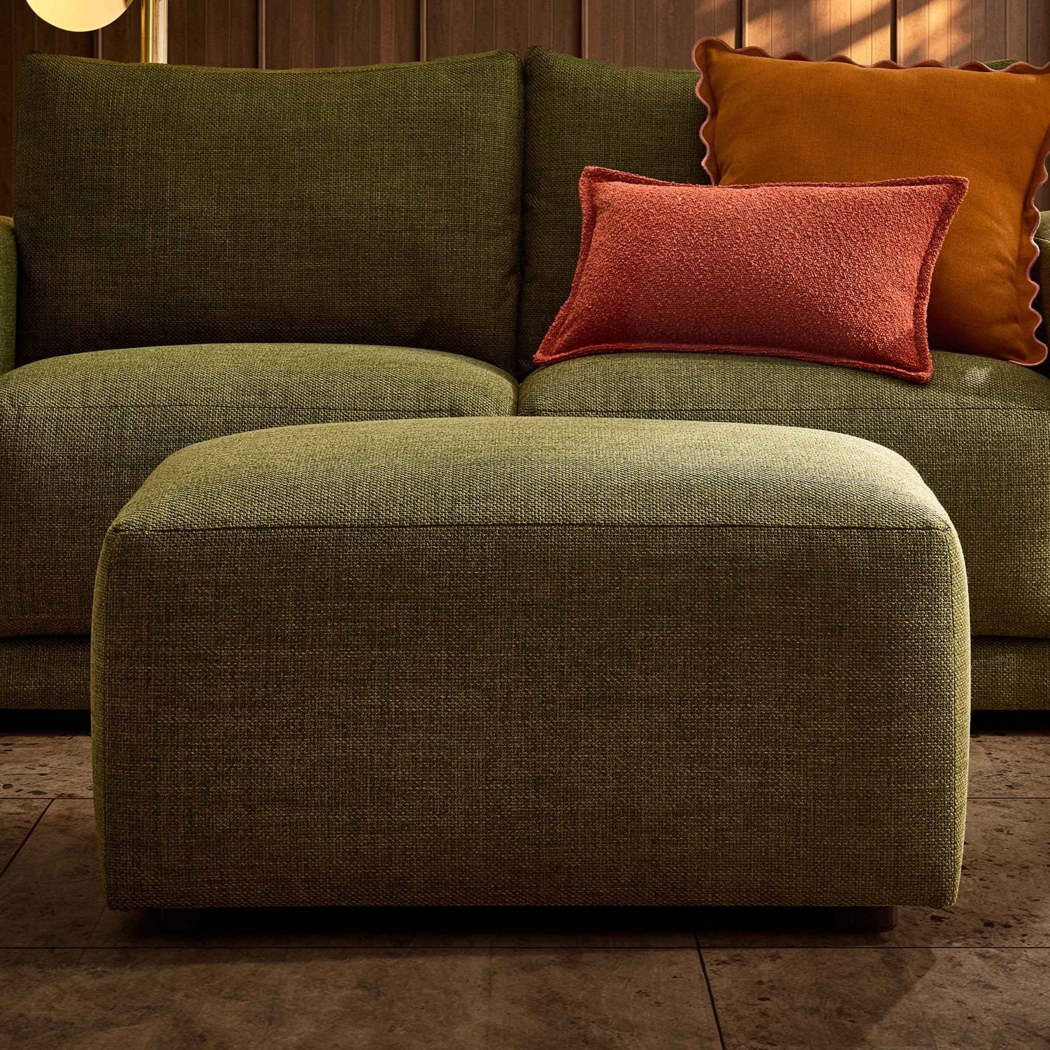Dusklia - Chicago Pouffe - Woven Pine Green