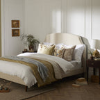 Dusklia - Chloe Reversible Quilted Floral & Foulard Print Cushion Cover - Olive