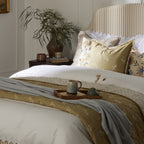 Dusklia - Chloe Reversible Quilted Floral & Foulard Print Cushion Cover - Olive