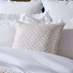 Dusklia - Chloe Reversible Quilted Floral & Foulard Print Cushion Cover - Olive