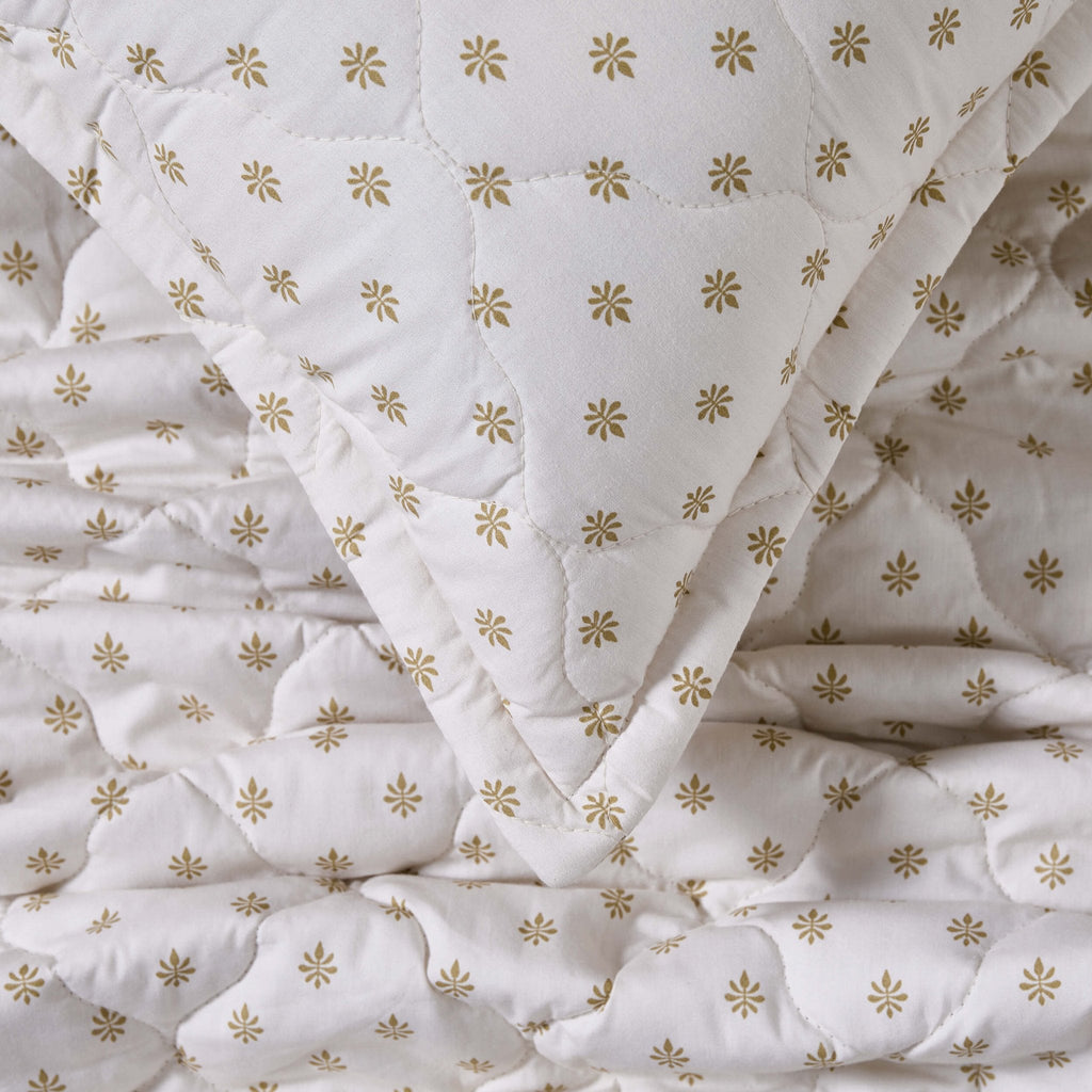 Dusklia - Chloe Reversible Quilted Floral & Foulard Print Cushion Cover - Olive