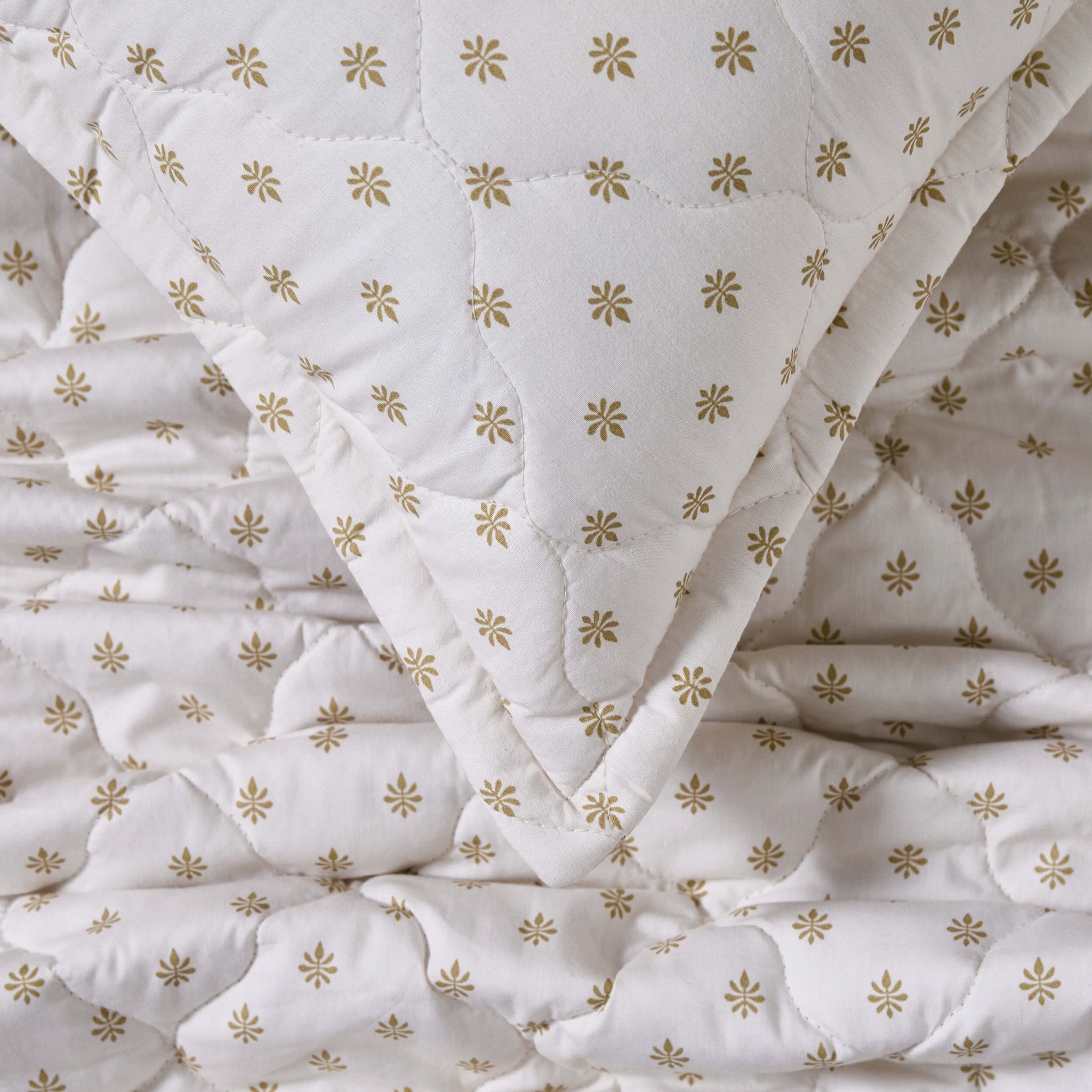 Dusklia - Chloe Reversible Quilted Floral & Foulard Print Cushion Cover - Olive