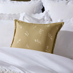 Dusklia - Chloe Reversible Quilted Floral & Foulard Print Cushion Cover - Olive