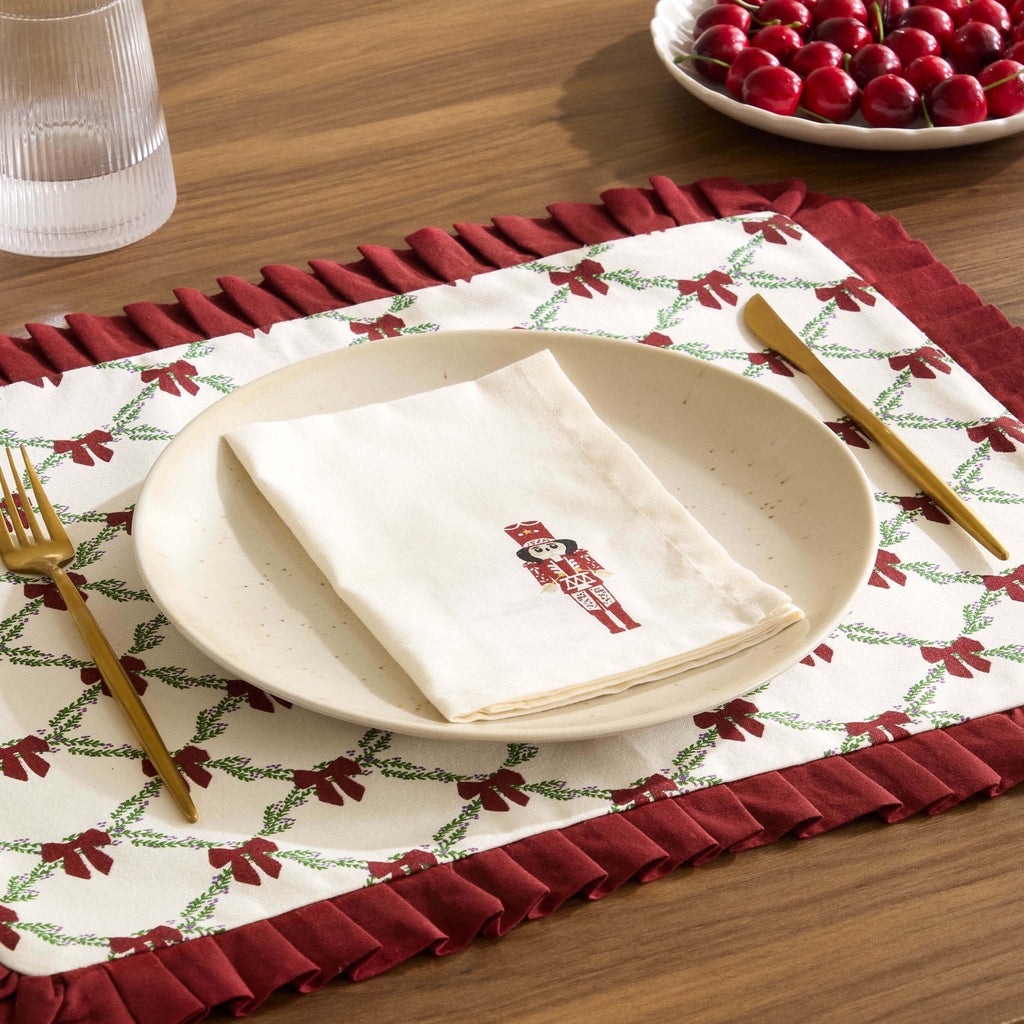 Lot de 4 serviettes Casse-Noisette de Noël - Rouge
