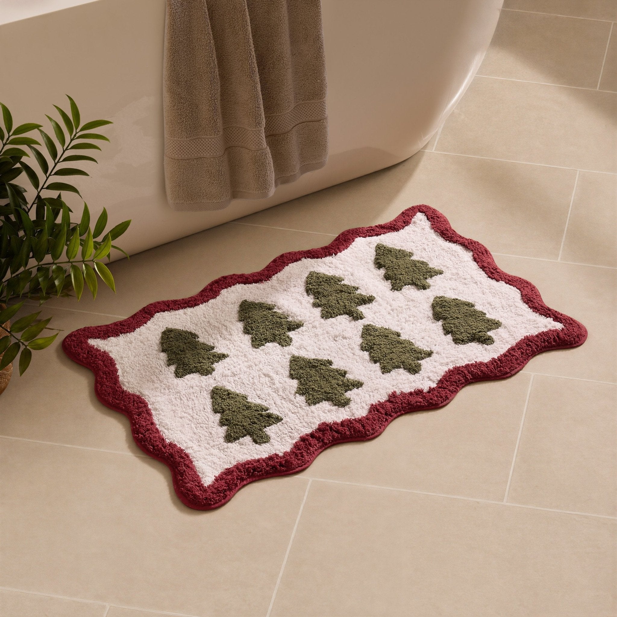 Tapis de bain festonné Arbre de Noël - Fougère