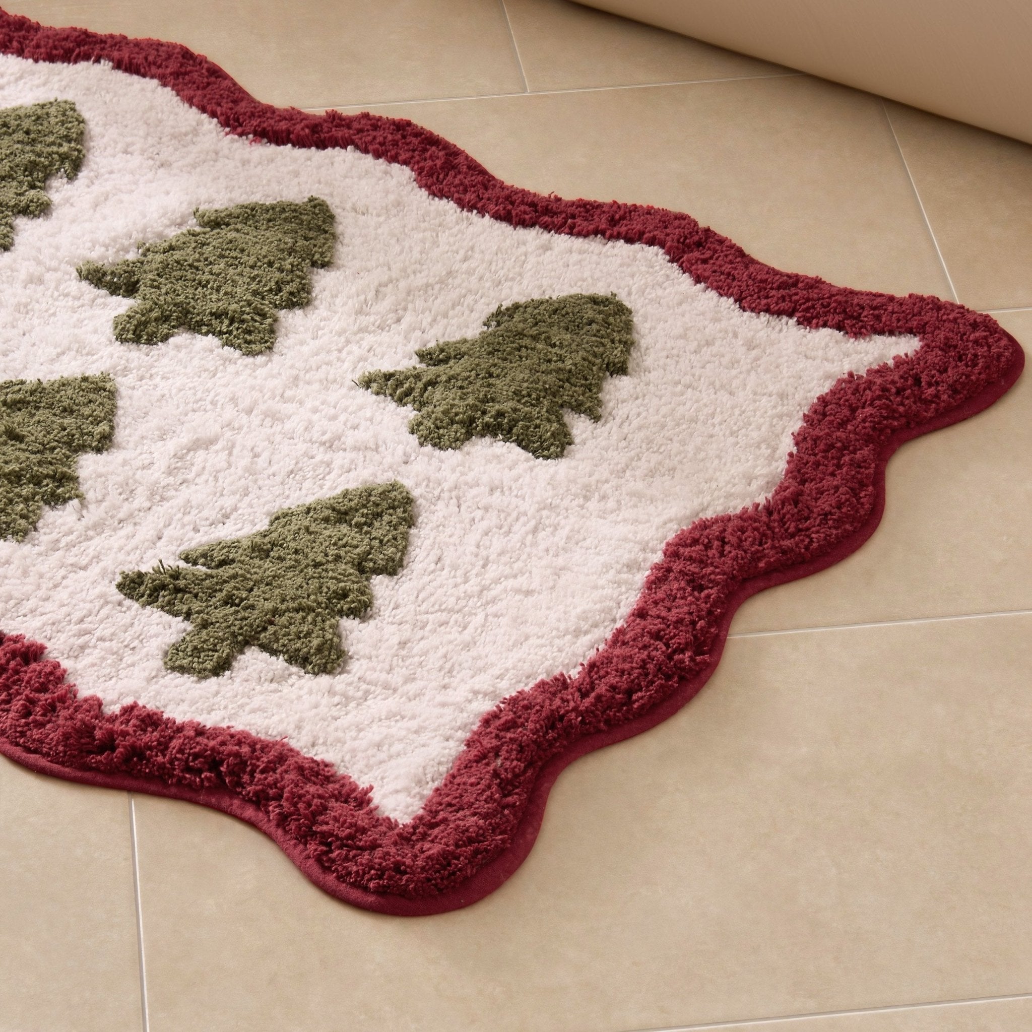 Tapis de bain festonné Arbre de Noël - Fougère