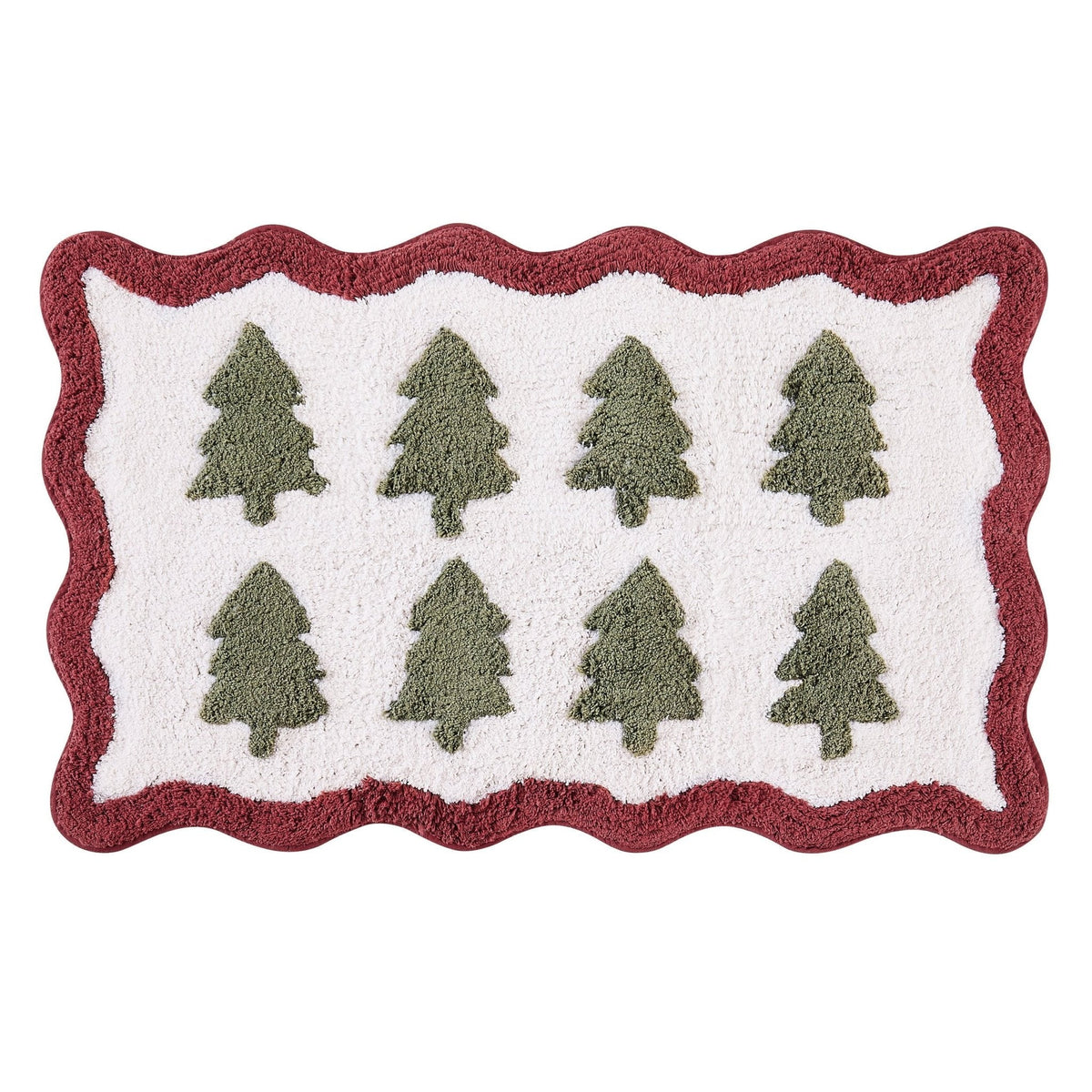 Dusklia - Christmas Tree Scalloped Bath Mat - Fern