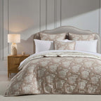 Dusklia - Chrysanthemum Embroidered Bedspread - Taupe