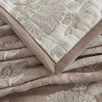 Dusklia - Chrysanthemum Embroidered Bedspread - Taupe