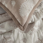 Dusklia - Chrysanthemum Embroidered Cushion Cover - Taupe