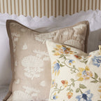 Dusklia - Chrysanthemum Embroidered Cushion Cover - Taupe
