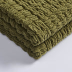 Dusklia - Chunky Chenille Sofa Throw - Olive Green