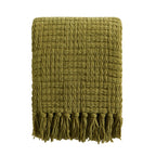 Dusklia - Chunky Chenille Sofa Throw - Olive Green