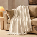 Dusklia - Chunky Chenille Sofa Throw - White