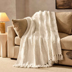 Dusklia - Chunky Chenille Sofa Throw - White