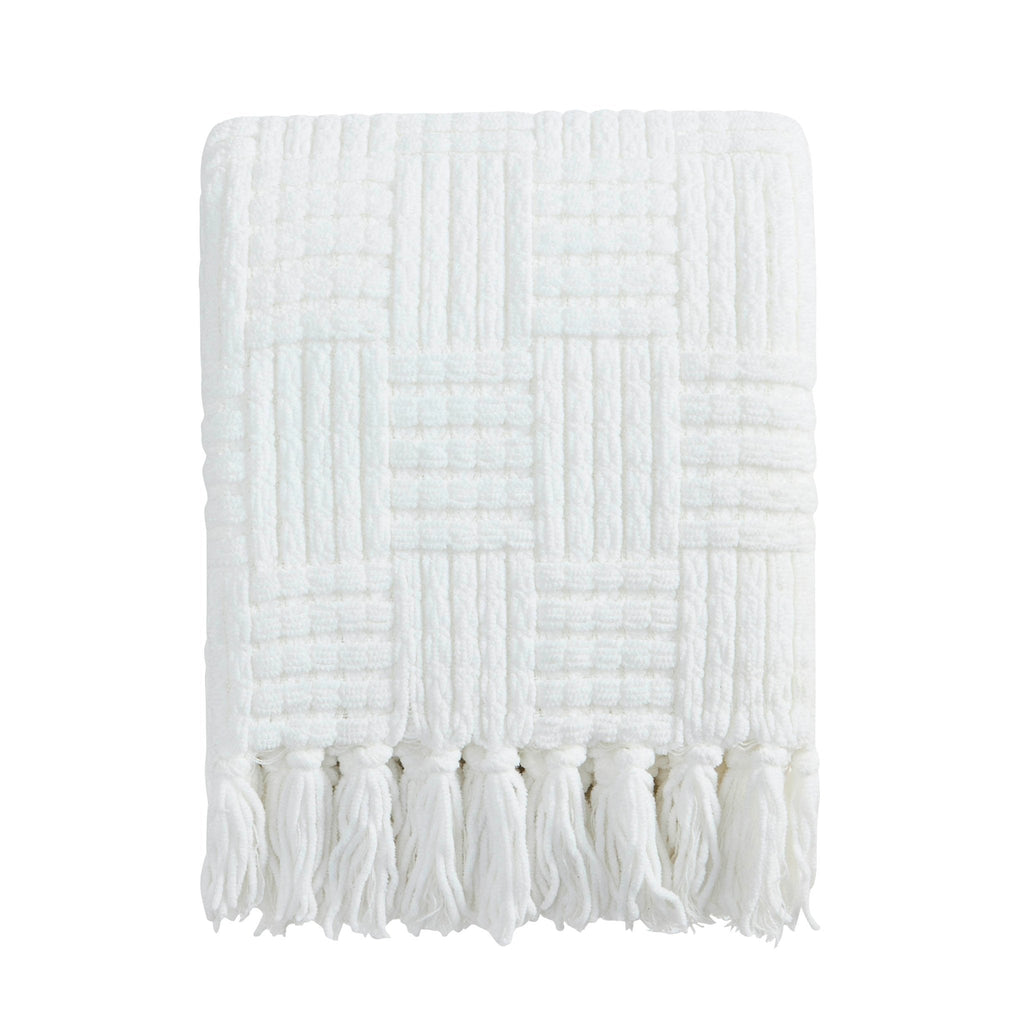 Dusklia - Chunky Chenille Sofa Throw - White