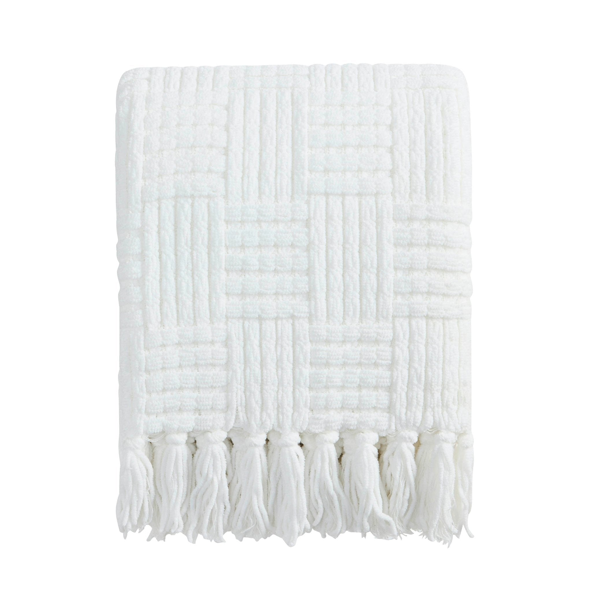 Dusklia - Chunky Chenille Sofa Throw - White