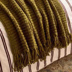 Dusklia - Chunky Chenille Throw - Olive Green