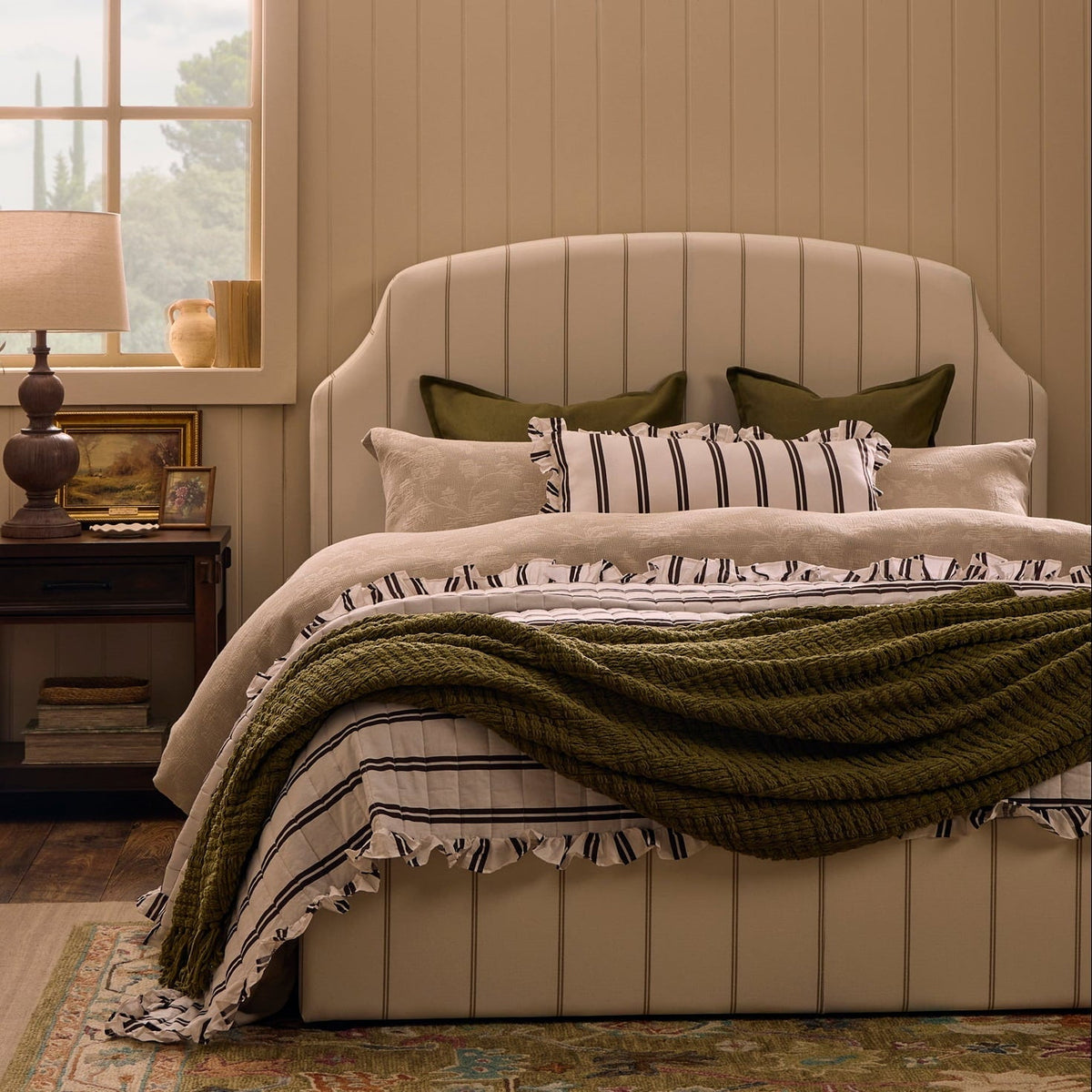 Dusklia - Chunky Chenille Throw - Olive Green
