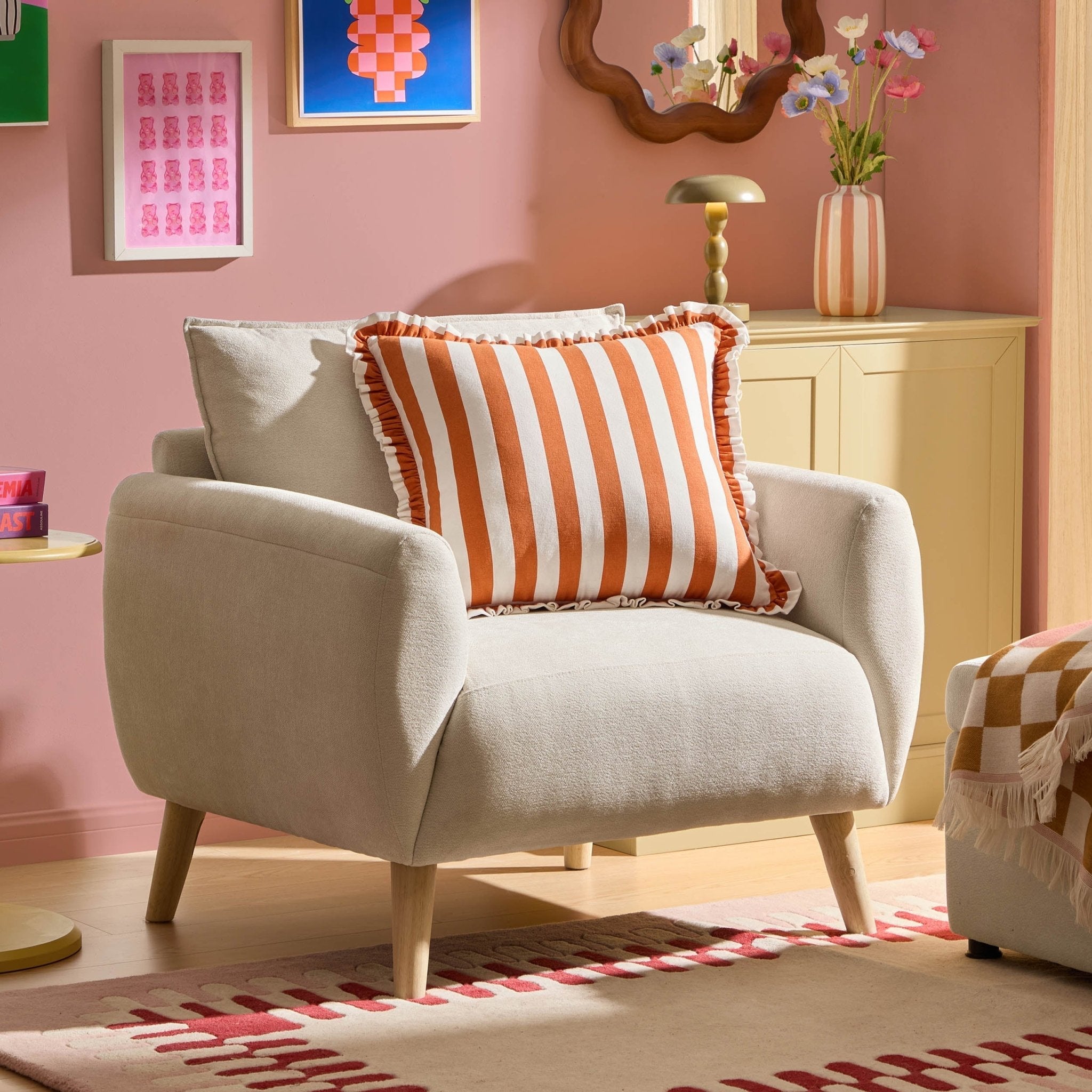 Dusklia - Clapham Armchair - Chenille Ivory