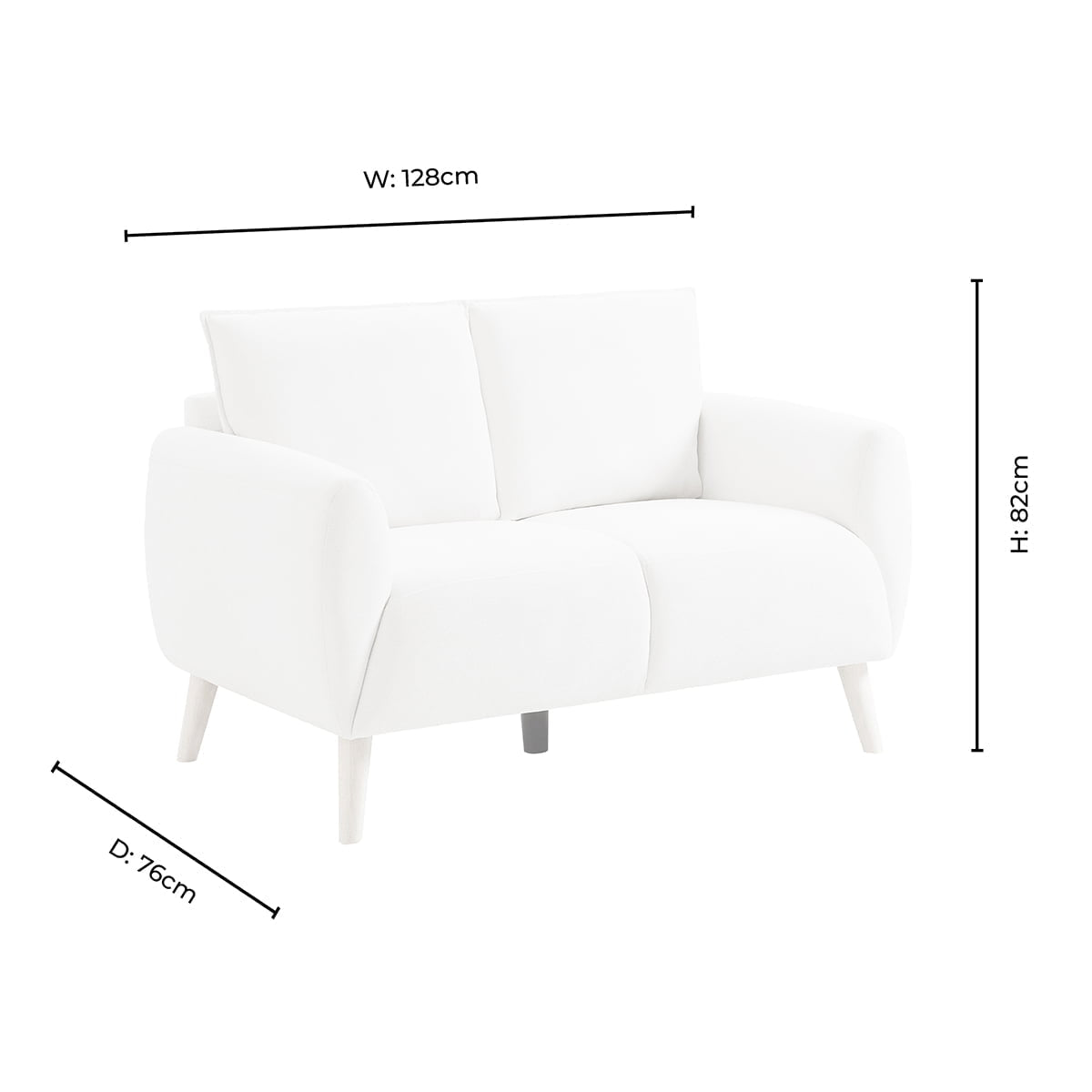 Dusklia - Clapham Small 2 Seater Sofa - Chenille Ivory