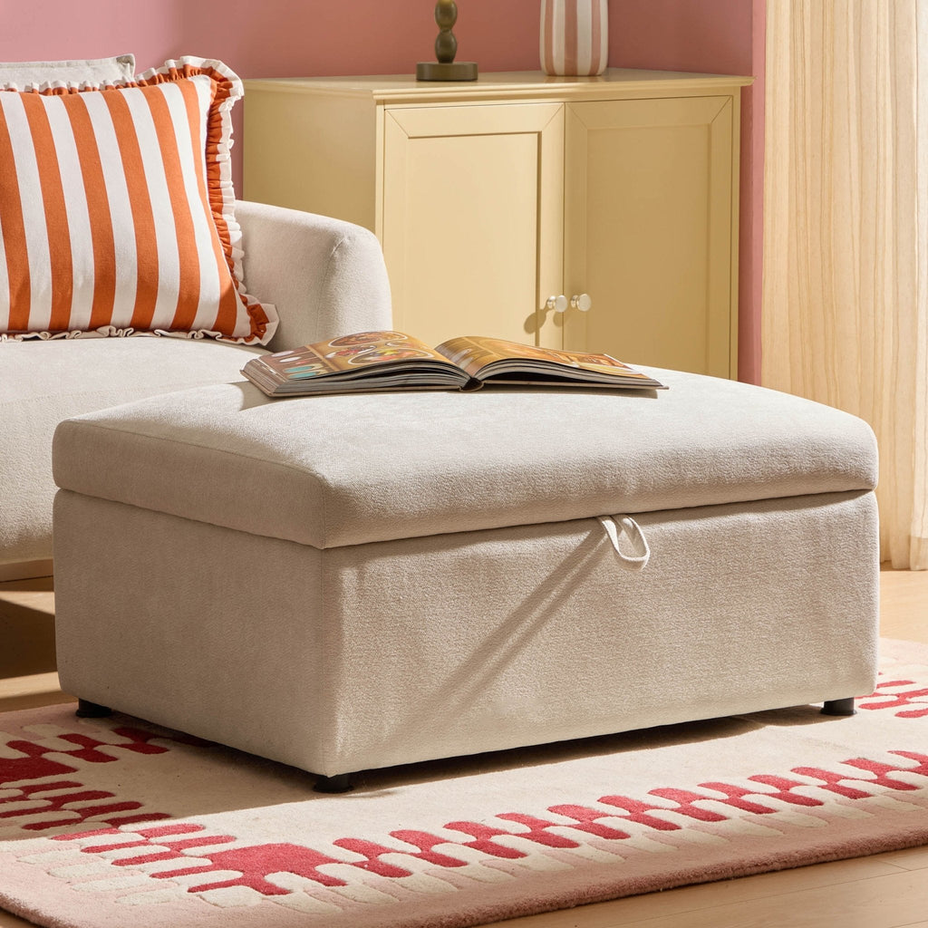 Dusklia - Clapham Storage Pouffe - Chenille Ivory