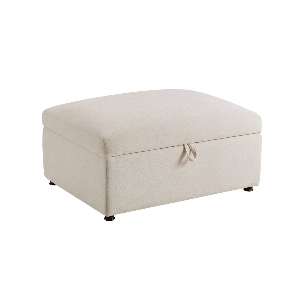 Dusklia - Clapham Storage Pouffe - Chenille Ivory