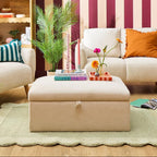 Dusklia - Clapham Storage Pouffe - Chenille Ivory