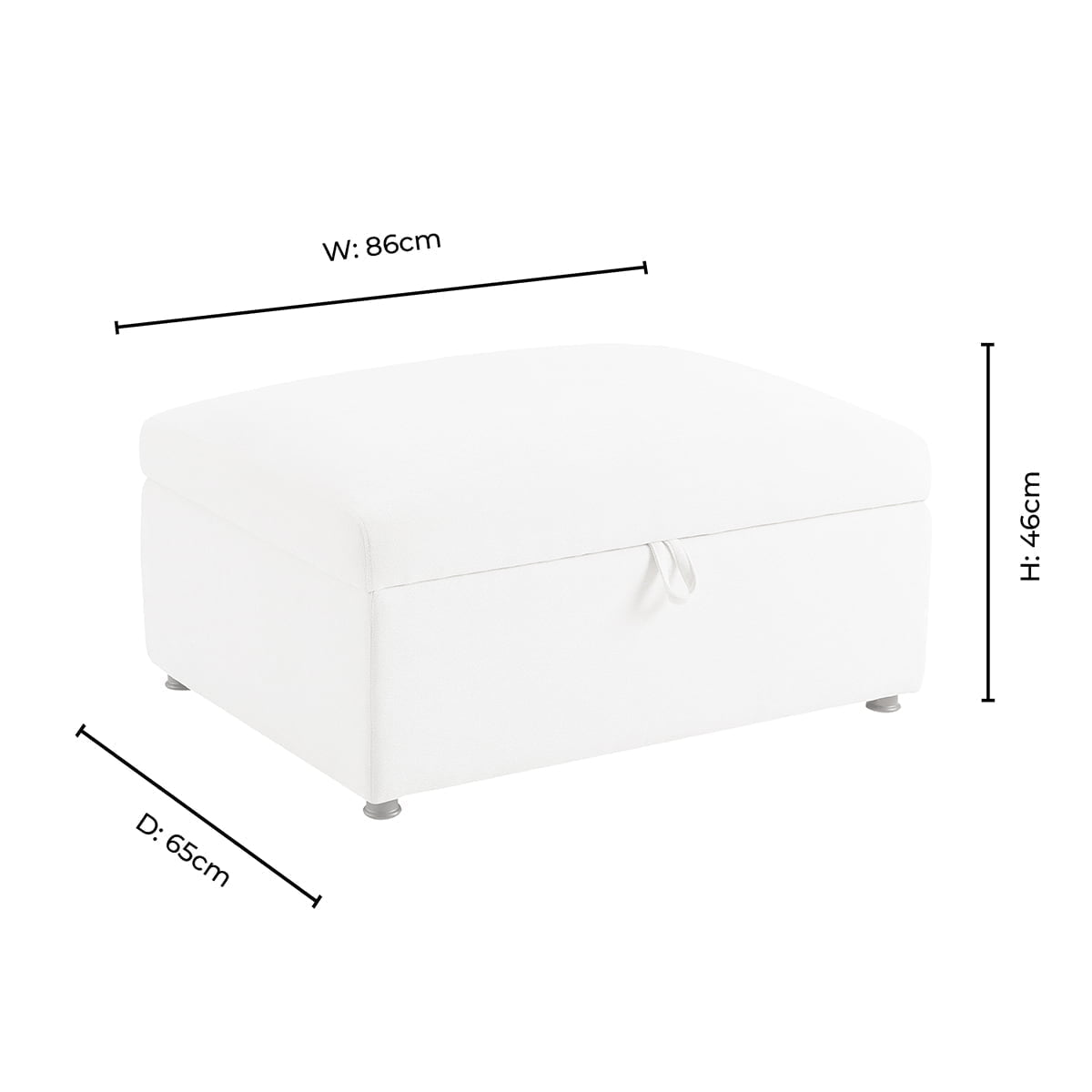 Dusklia - Clapham Storage Pouffe - Chenille Ivory