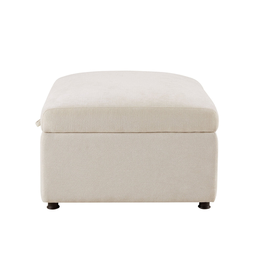 Dusklia - Clapham Storage Pouffe - Chenille Ivory