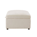 Dusklia - Clapham Storage Pouffe - Chenille Ivory
