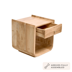 Dusklia - Cleo Acacia Wood 1 Drawer Bedside Table - Light Wood