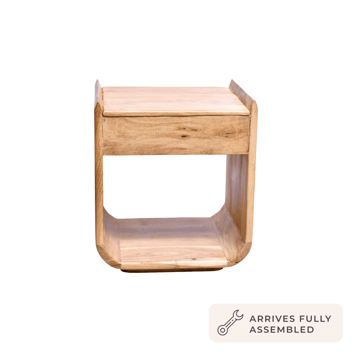 Dusklia - Cleo Acacia Wood 1 Drawer Bedside Table - Light Wood