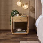 Dusklia - Cleo Acacia Wood 1 Drawer Bedside Table - Light Wood