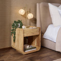 Dusklia - Cleo Acacia Wood 1 Drawer Bedside Table - Light Wood