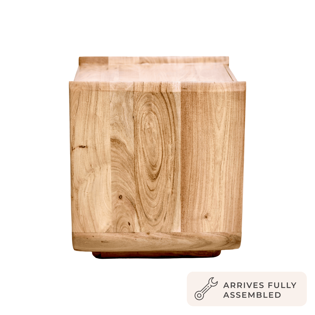 Dusklia - Cleo Acacia Wood 1 Drawer Bedside Table - Light Wood