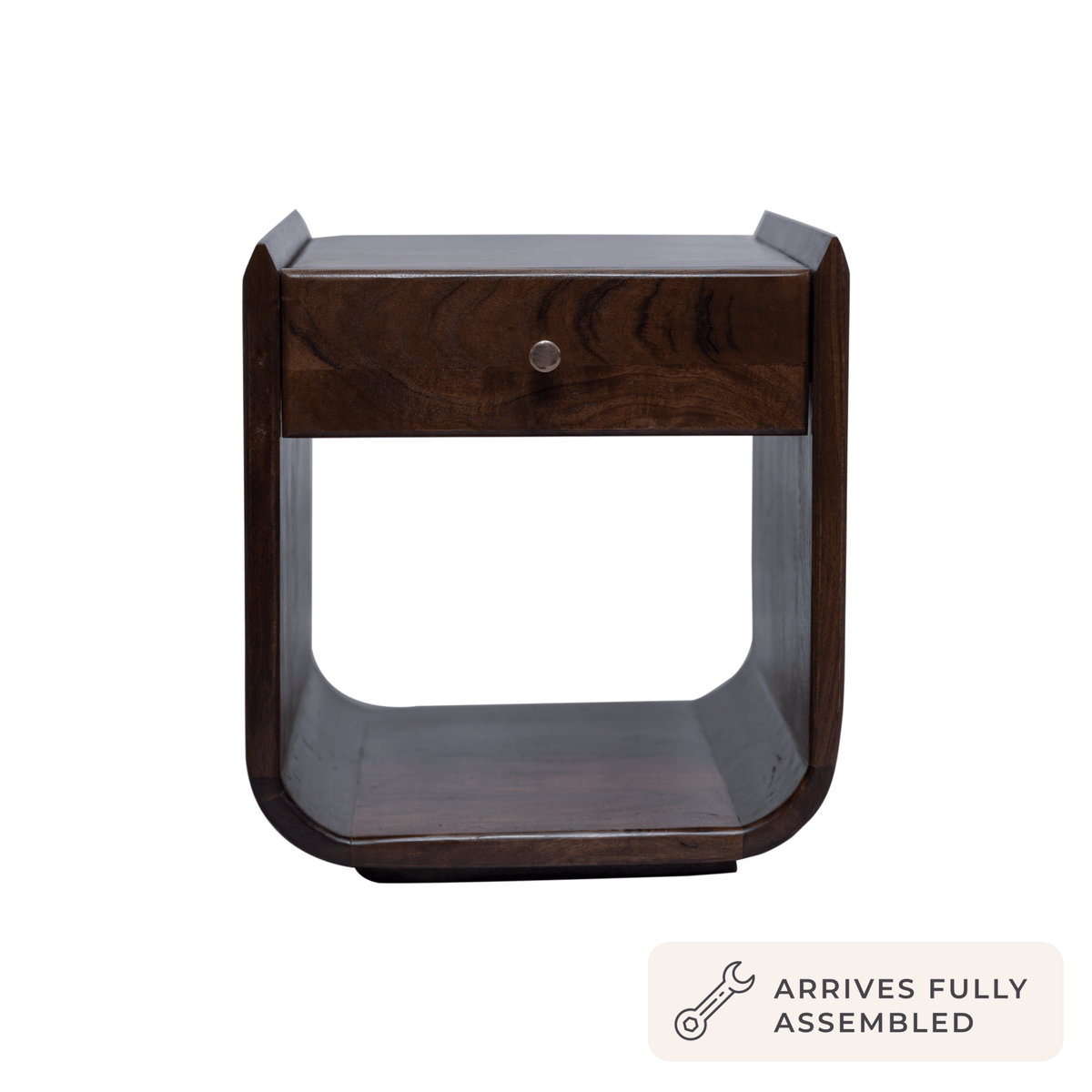 Dusklia - Cleo Acacia Wood 1 Drawer Bedside Table - Walnut