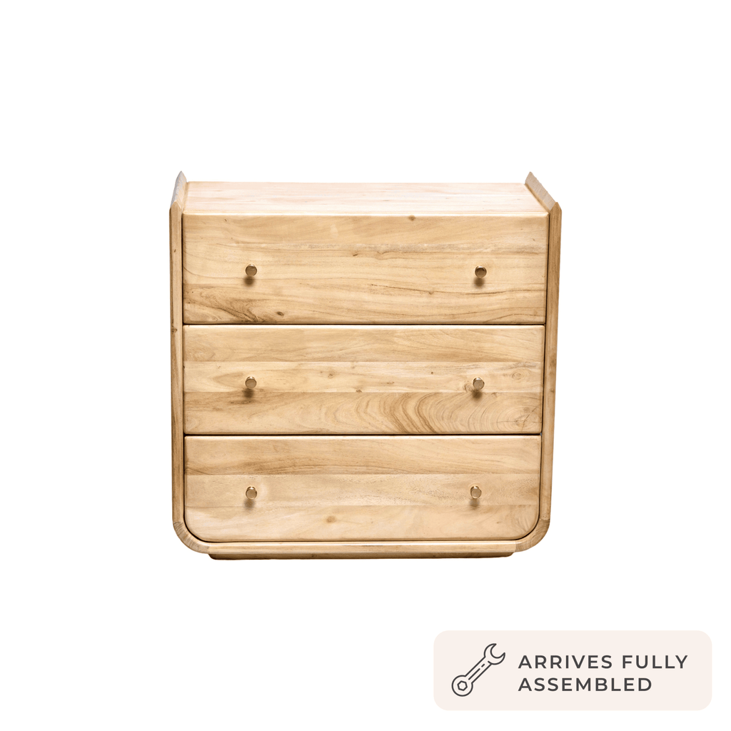 Dusklia - Cleo Acacia Wood 3 Drawer Chest - Light Wood