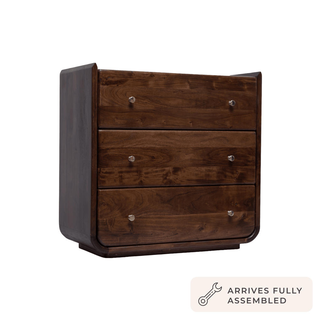 Dusklia - Cleo Acacia Wood 3 Drawer Chest - Walnut