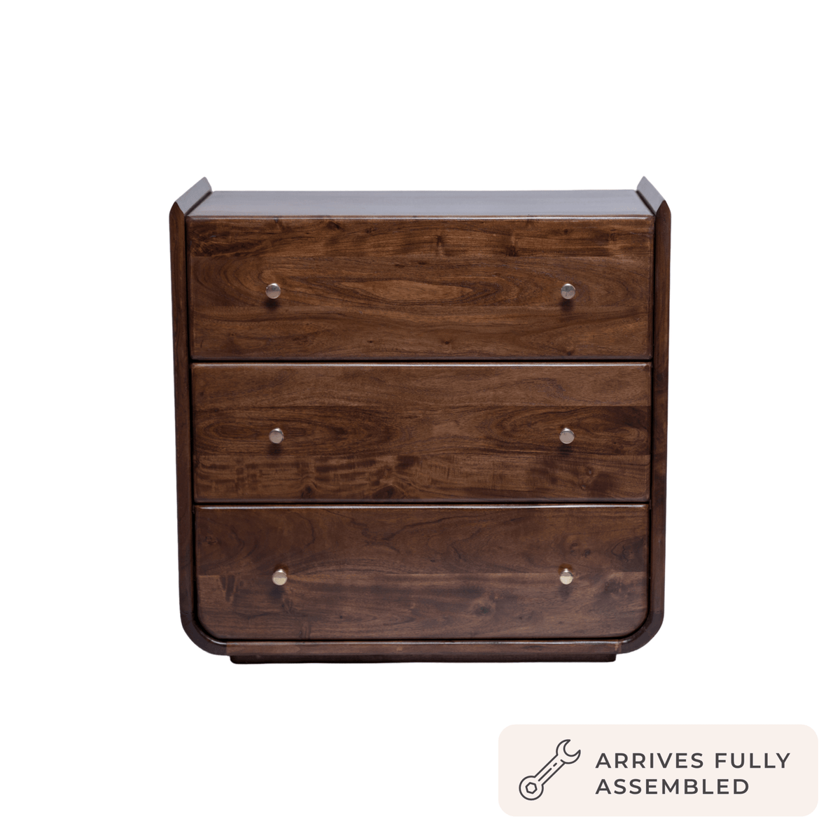 Dusklia - Cleo Acacia Wood 3 Drawer Chest - Walnut